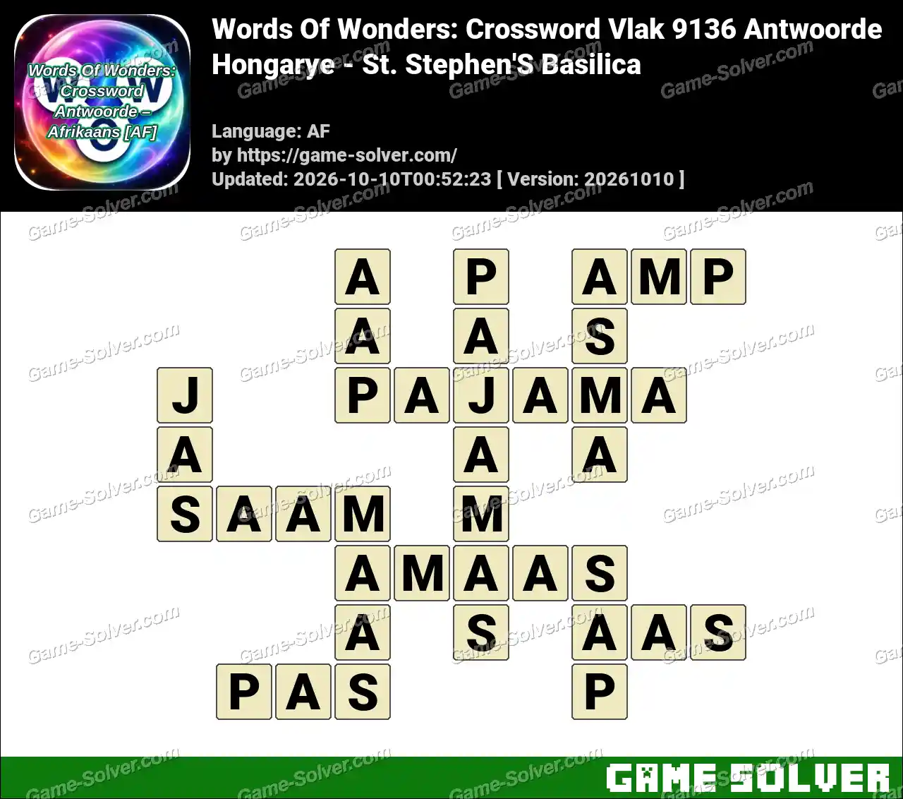Words Of Wonders: Crossword Vlak 9136 Antwoorde – Hongarye – St. Stephen’S Basilica